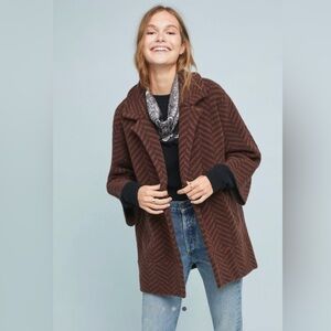 Anthropologie Moth Size XS Herringbone Paloma Knit Sweater Jacket Coatigan Coat